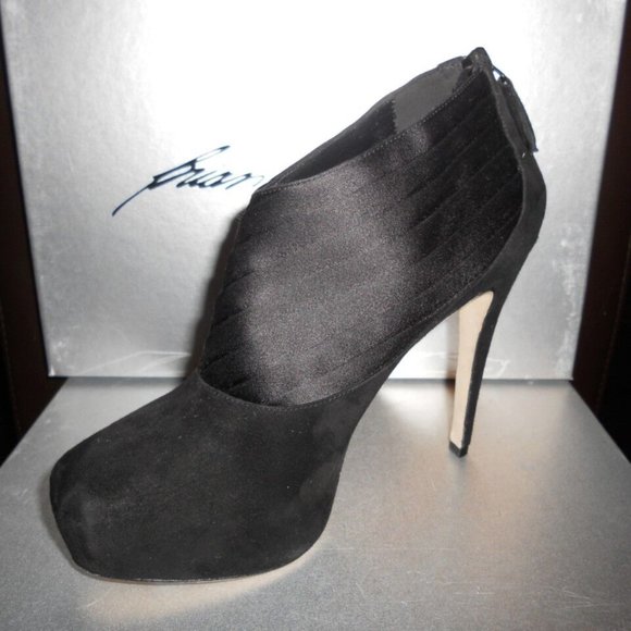 Brian Atwood DASHA Suede Satin Platform Ankle Booties Boots Shoes - Picture 6 of 12
